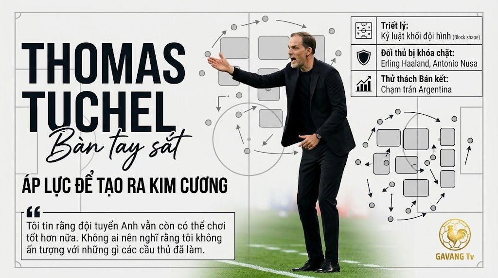 Phân tích sơ đồ chiến thuật và triết lý kỷ luật khối đội hình của HLV Thomas Tuchel áp dụng cho đội tuyển Anh - Chuyên mục nhận định bóng đá Gavang TV.