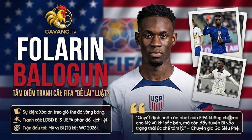 Folarin Balogun (tuyển Mỹ) trong tâm điểm tranh cãi khi FIFA hoãn án phạt thẻ đỏ trước trận đối đầu với tuyển Bỉ tại World Cup 2026.