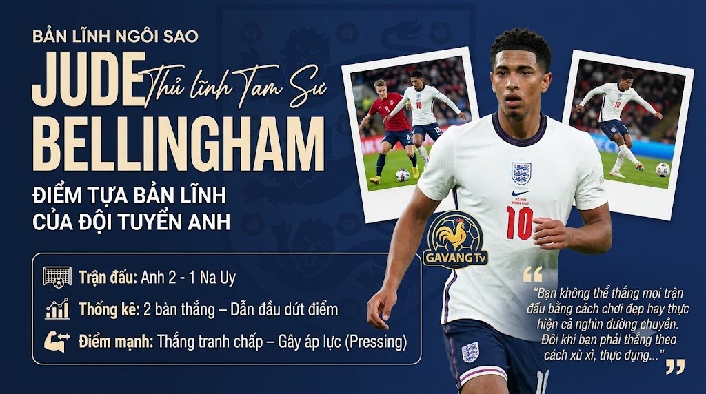 Tiền vệ Jude Bellingham thể hiện bản lĩnh ngôi sao với cú đúp bàn thắng và thống kê chuyên môn ấn tượng giúp tuyển Anh tiến vào bán kết World Cup 2026.