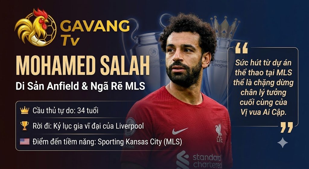 Huyền thoại Mohamed Salah chia tay Liverpool để chuẩn bị gia nhập Sporting Kansas City tại giải MLS. Cập nhật tin tức bóng đá và chuyển nhượng cùng chuyên gia Gavang TV.