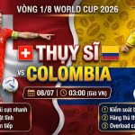 Nhận định và xem trực tiếp trận Thụy Sĩ vs Colombia vòng 1/8 World Cup 2026 tốc độ cao miễn phí trên Gavang TV.